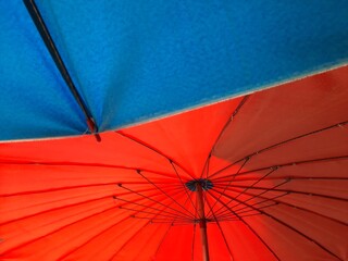 red and blue umbrella