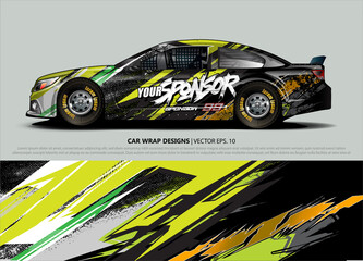 Car wrap decal design vector. abstract Graphic background kit designs for vehicle, race car, rally, livery, sport car