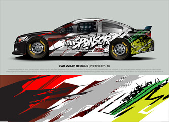 Car wrap decal design vector. abstract Graphic background kit designs for vehicle, race car, rally, livery, sport car