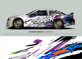 Car wrap decal design vector. abstract Graphic background kit designs for vehicle, race car, rally, livery, sport car