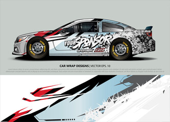 Car wrap decal design vector. abstract Graphic background kit designs for vehicle, race car, rally, livery, sport car