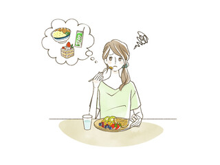 フルーツを食べている女性