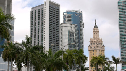 The big skyscrapers and Freedom Tower at Miami Downtown