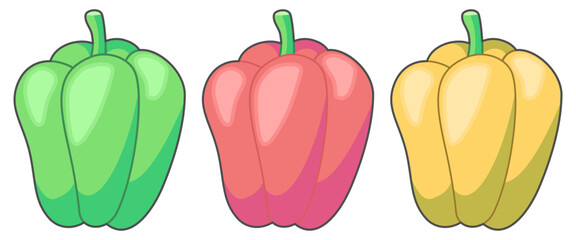 3色のパプリカのイラスト