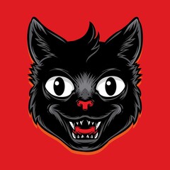 black cat head vector illustration