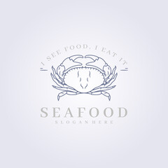 modern minimal crab ocean logo vector, crab freshwater icon sign symbol for restaurant business vector illustration design