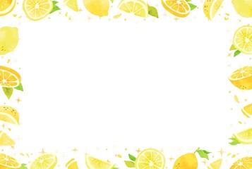 綺麗な水彩のレモンのフレームイラスト素材