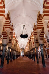 Interior view and decorative detail from the magnificent Mosque of Cordoba