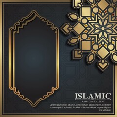 luxury golden ramadan kareem arabic background with mandala style