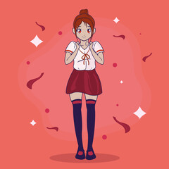 anime girl with red uniform