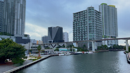 Miami River in the Brickell district - travel photography