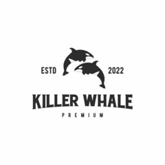 killer whale logo design simple vintage