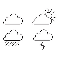 Icon set cloud weather. Clear sky. Rainbow graphic. Sun icon set. Vector illustration. stock image.