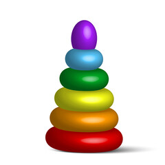 Toy pyramid in realistic style. Colorful child toy. Vector illustration. stock image. 