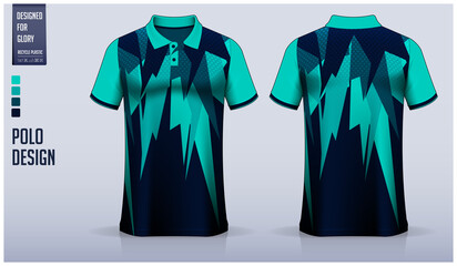  Polo shirt mockup template design for soccer jersey, football kit, golf, tennis, or sport uniform. Fabric pattern design.