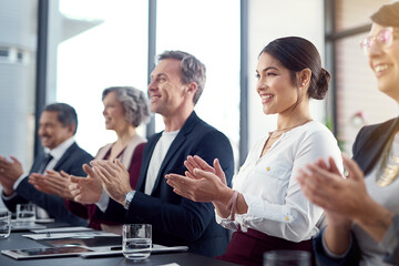 Hire character. Train skill. Shot of a group of businesspeople sitting in a conference.