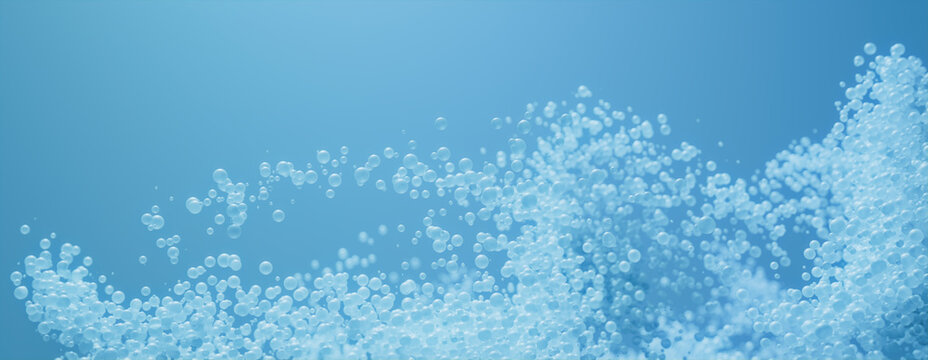 Suspended Cells in a Blue Contemporary style. Innovative Technology or Medical concept.