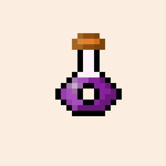 Pixel art bottle of purple poison or medicine or potions. Game equipment