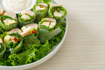 vegetables wrap or salad rolls with creamy salad sauce