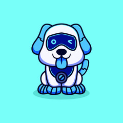 cute dog robot Illustration Icon Vector Cartoon. Premium Isolated Vector Animal Icon Concept. Flat Cartoon Style