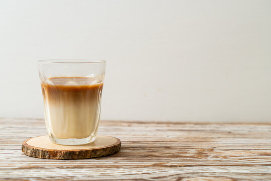 glass of latte coffee, coffee with milk