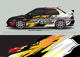 Racing car wrap design vector for vehicle vinyl sticker and automotive decal livery