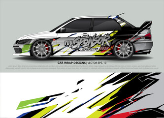 Racing car wrap design vector for vehicle vinyl sticker and automotive decal livery