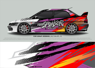 Racing car wrap design vector for vehicle vinyl sticker and automotive decal livery