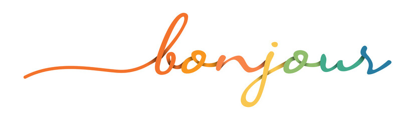 Bonjour Hand Drawn Colorful Vector Calligraphy Isolated on White Background. © Stock Ninja Studio