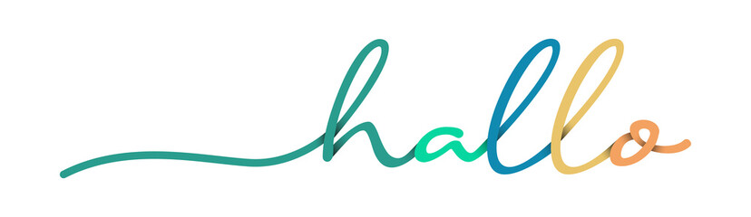 Hallo Hand Drawn Colorful Vector Calligraphy Isolated on White Background.