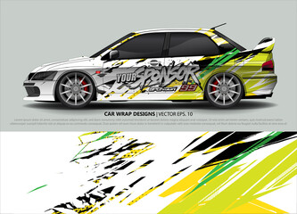 Racing car wrap design vector for vehicle vinyl sticker and automotive decal livery