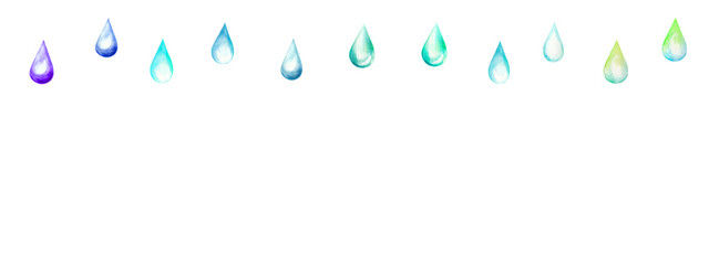水彩で描いた雫の背景イラスト　フレーム素材