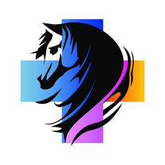 Veterinary medicine, logo design template for veterinary clinic. horse health clinic logo
