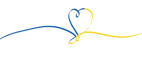 Ukraine flag icon in the shape of heart. Save Ukraine concept. Pray for ukraine -illustration
