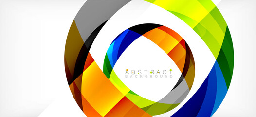 Obraz premium Color circle shapes, minimal geometric background. Trendy dynamic composition. Vector Illustration For Wallpaper, Banner, Background, Landing Page