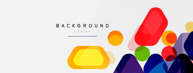 Color bubbles and rounded geometric shapes on white. Vector geometric minimal abstract background for wallpaper, banner, background, landing page