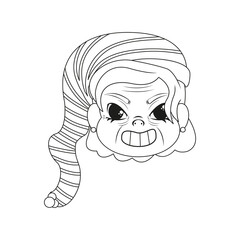 Isolated hat old woman christmas draw cute face borderline vector illustration