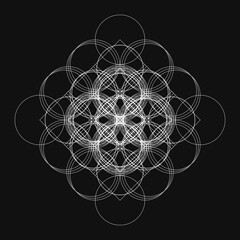 モノトーン幾何学模様 シンプルな曼荼羅模様 フラクタル模様