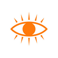 Eye icon with eyelashes in the form of a flat silhouette, eye logo in mystical style, for astrology and magic. Isolated on a white background. Vector graphics