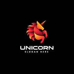 Vector Logo Illustration Unicorn Gradient Colorful Style.