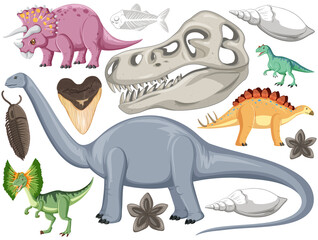 Set of different prehistoric dinosaur animal © blueringmedia