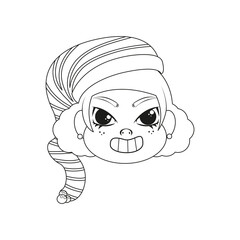 Isolated woman hat christmas draw borderline cute face vector illustration