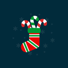 Cute cartoon Christmas sock, Christmas sock icon, Vector and Illustration.