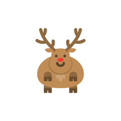 Fototapeta na wymiar Cute reindeer flat design elements, Icon, Vector, Illustration.