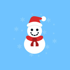 Cute snowman flat design elements, Icon, Vector, Illustration.