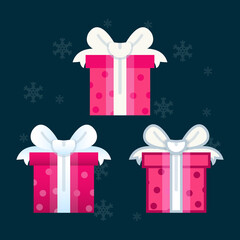 Set of Gift box flat design elements, Gift box icon, Vector and Illustration.
