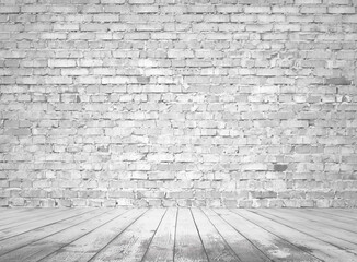 gray interior with brick wall