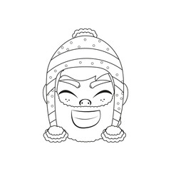 Isolated man happy christmas draw borderline cute face vector illustration