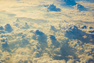 Fluffy cloud with blue sky aerial view from airplane