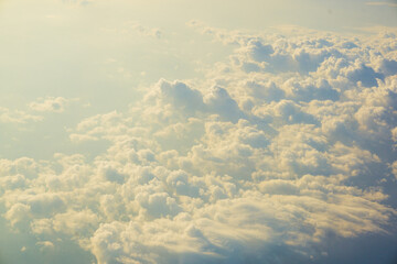 Fluffy cloud with blue sky aerial view from airplane
